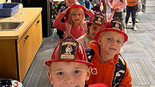 Viking Elementary Students learn Fire Safety from Viking Firefighters