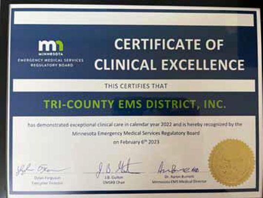 Tri-County EMS receives Award for Clinical Excellence